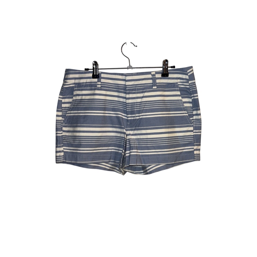 Gap Khakis Womens City 3 Inch Short Blue White Striped‎ Chino Size 6